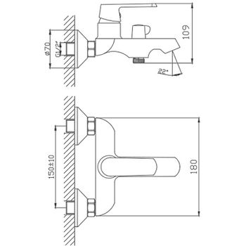 Смеситель для ванны Haiba HB60804 Белый Хром — фото 2, Смеситель для ванны