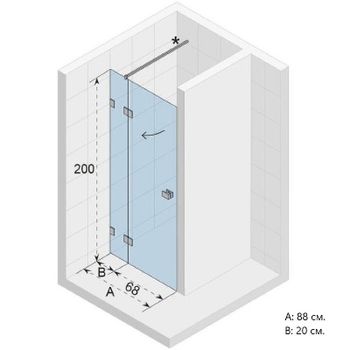 Душевая дверь Riho SZ Scandic NXT  X104 88 L G001021120 (GX00502C1) профиль Хром стекло прозрачное — фото 2, Распашные душевые двери