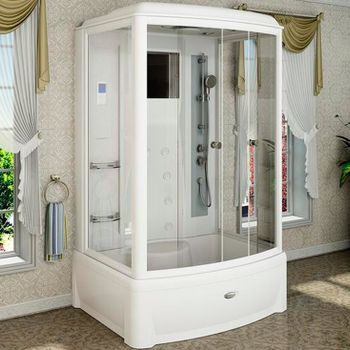 Душевая кабина Radomir Диана 2 139x108 1-05-1-0-0-0650 с баней профиль Белый стекло прозрачное — фото 1, Душевые кабины