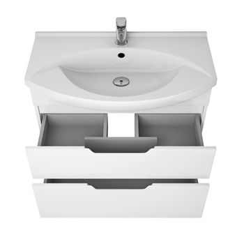 Тумба LAGUNA PLUS, 105 см, подвесная/напольная, 2 ящика, с опорами, белый глянец — фото 4, Тумбы под раковину
