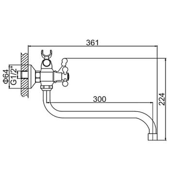 Смеситель для ванны Ledeme H12 2112L универсальный Хром — фото 2, Смеситель для ванны