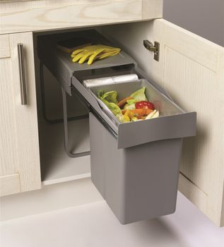 Системы сортировки мусора ALBIO 20 2X14 L серый пластик ALVEUS — фото 3, Системы сортировки мусора