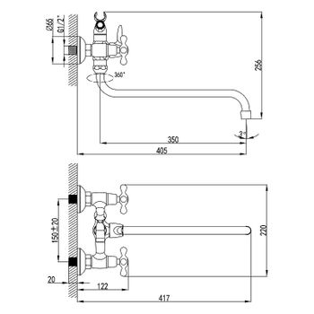 Смеситель для ванны Lemark Standard LM2151C универсальный Хром — фото 2, Смеситель для ванны