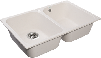 GRANFEST Мойка QUARZ 15 2-чаши 740*480мм белый арт.GF-Z- — фото 2, Кухонные мойки