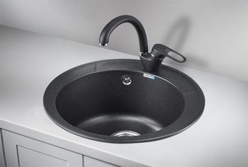 Granula-4802, ЧЁРНЫЙ, кухонная мойка, СтандАРТ кварц — фото 2, Кухонные мойки