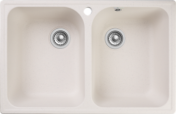GRANFEST Мойка QUARZ 15 2-чаши 740*480мм белый арт.GF-Z- — фото 1, Кухонные мойки