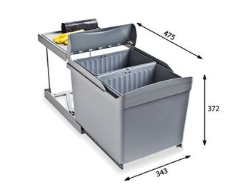 Система сортировки мусора ALBIO 30 2X16 L серый пластик ALVEUS, — фото 1, Системы сортировки мусора