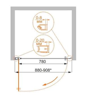 Душевая дверь CEZARES ELENA-W-B-1-90-C-Cr — фото 3, Душевые двери в нишу