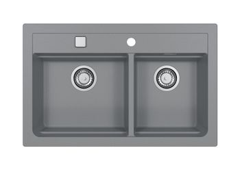 Мойка для кухни ALVEUS GRANITAL ATROX 50 CONCRETE - G81 в комплекте с сифоном 1132822, — фото 2, Кухонные мойки