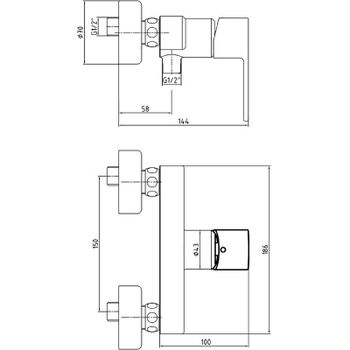 Смеситель для душа E.C.A. Nita 102154026EX Хром — фото 2, Смеситель для душа