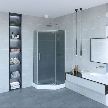 Душевой уголок Erlit Comfort 99х99 ER10110V-C4 профиль Хром матовый стекло тонированное — фото 3, Душевые уголки трапеция