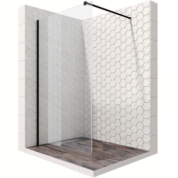 Душевая перегородка Ambassador Walk-in 100х200 15031110 профиль Черный стекло прозрачное — фото 1, Душевые перегородки