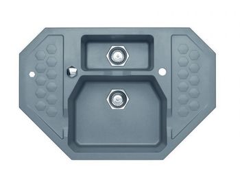 Мойка для кухни SENSUAL 60 GRANITAL+ PEBBLE-G02M 900x610x200;1+1/2 с сифоном 1104729, — фото 1, Кухонные мойки