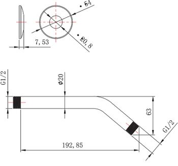 Кронштейн для верхнего душа Lemark LM8031C Хром — фото 2, Кронштейны для верхнего душа