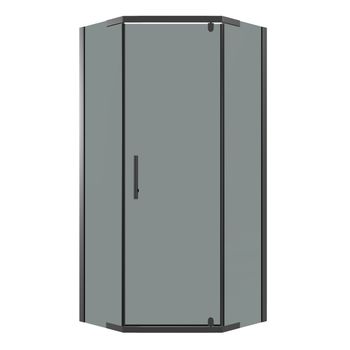 Душевое ограждение Niagara Eco NG-1010-14DT (100х100х190) трапеция,распашное,черный,стекло тонирован — фото 5, Душевые уголки трапеция