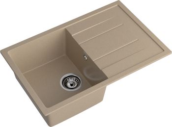 GRANFEST Мойка QUADRO 780L 1-чаша+крыло 770*495мм песочный арт.GF- — фото 1, Кухонные мойки