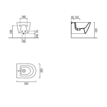 Биде GSI Kube X 9464111 подвесное Белое — фото 3, Биде подвесные