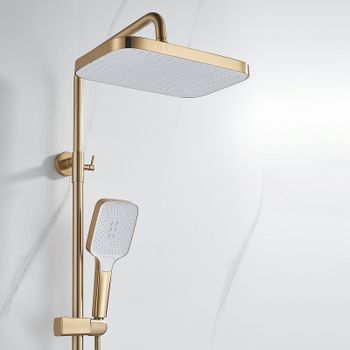 Душевая система Rose R18G R1896G с термостатом Золото матовое — фото 8, Душевые стойки