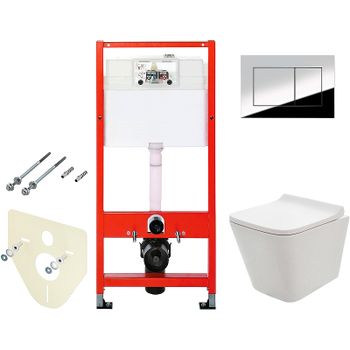 Комплект унитаза AQUAme AQM2004 с инсталляцией Tece Profil 9400412 с сиденьем Микролифт и клавишей с — фото 1, Комплекты унитаз + инсталляция