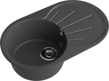 GRANFEST Мойка RONDO 750L 1-чаша+крыло 750*460мм графит арт.GF- — фото 1, Кухонные мойки