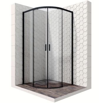 Душевой уголок Ambassador Queen 90х90 11011201Black профиль Черный стекло прозрачное — фото 1, Душевые уголки четверть круга