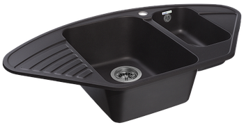 GRANFEST Мойка QUARZ 14 угловая 1,5-чаши 930*500мм черный арт.GF-Z- — фото 2, Кухонные мойки
