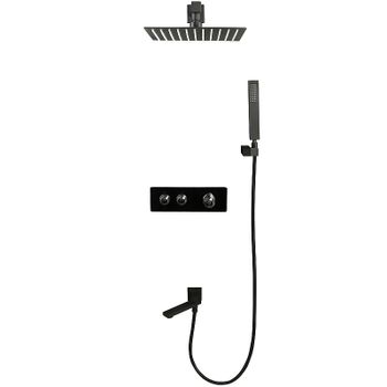 Душевая система ALMAes Olef TVZ-0898 с термостатом Черная матовая — фото 12, Встраиваемые душевые комплекты