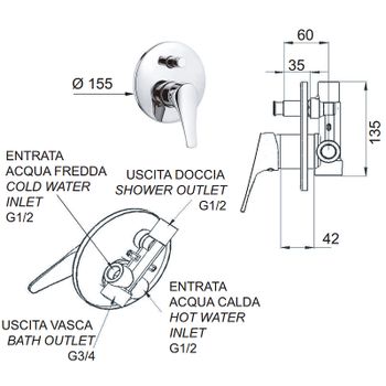 Смеситель для душа Remer Giga Four G094 Хром — фото 2, Смеситель для душа