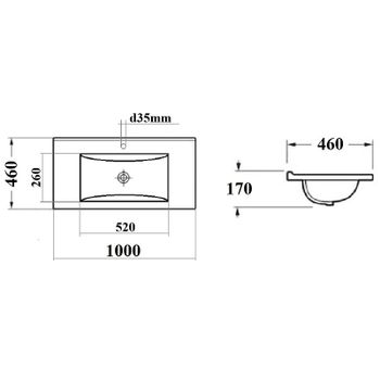 Раковина Bond 100 S05-1000 Белая глянцевая — фото 4, Раковины встраиваемые сверху