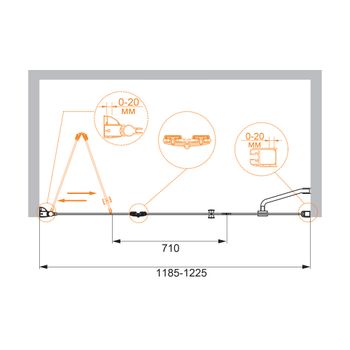 Душевая дверь CEZARES ELENA-W-BS-13-40+40/40-C-Cr — фото 3, Душевые двери в нишу
