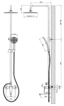 Душевая система со смесителем Lagos Black, арт. ST205LGBL, ESKO — фото 2, Душевые стойки