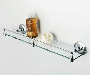 Аксесс Rhein K-6244O Полка стеклянная (блистер), хром, WasserKRAFT — фото 2, Полки для ванной и душа