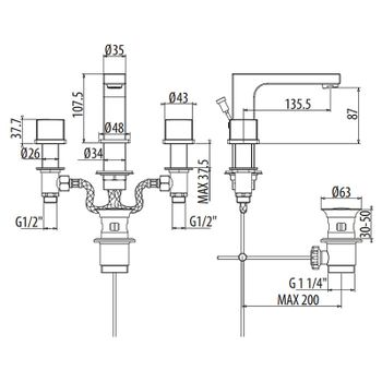 Смеситель для раковины Gattoni Kubik 2510025C0 Хром — фото 2, Смесители для раковины