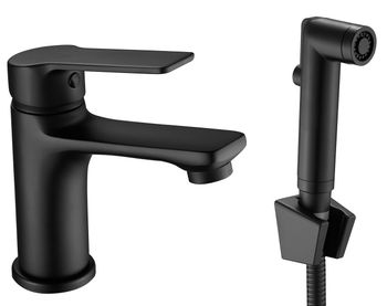 Смеситель для раковины ESKO Singapore Black SB 27H с гигиеническим душем Черный матовый — фото 2, Смесители для раковины