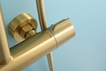 Душевая система Raglo R20.26.03 с термостатом Золото матовое — фото 6, Душевые стойки