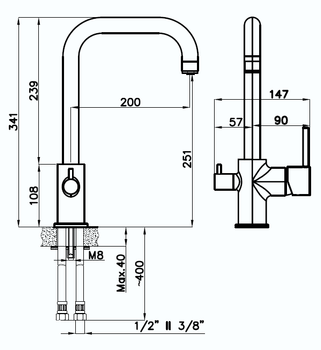 Rivelato Смеситель для кухни Tovel Г-обр. с краном питьевой воды D-35мм antracite cromo арт. — фото 2, Смесители для кухни