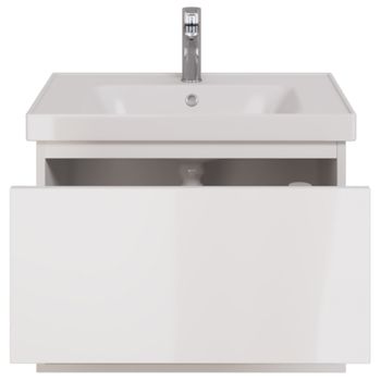 Тумба PERFECTO, 70 см, подвесная, 1 ящик, push-to-open, белый глянец — фото 6, Тумбы под раковину