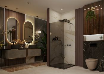 Душевая перегородка Ambassador Walk-in 80х200 15032224 профиль Черный стекло тонированное — фото 4, Душевые перегородки