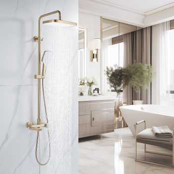 Душевая система Rose R18G R1836G Золото матовое — фото 11, Душевые стойки