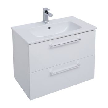 Тумба GIO, 80 см, подвесная, 2 ящика, белый глянец — фото 3, Тумбы под раковину