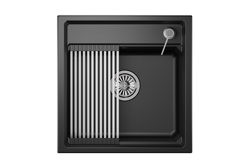 Granula-KS-5002, ШВАРЦ (чёрный металлик), кухонная мойка, кварц — фото 1, Кухонные мойки