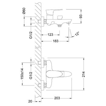 Смеситель для ванны Lemark Nero LM0214C Хром — фото 2, Смеситель для ванны
