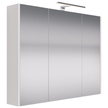 Шкаф зеркальный PRIME, 90 см, 3 дверцы, 6 стеклянных полок, белый — фото 3, Зеркальные шкафы в ванную