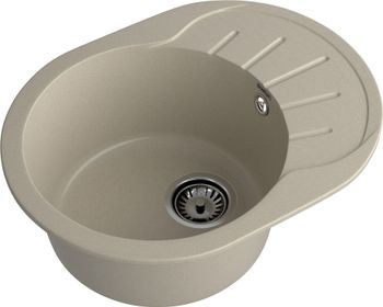 GRANFEST Мойка RONDO 580L 1-чаша+крыло 579*445мм топаз арт.GF- — фото 1, Кухонные мойки
