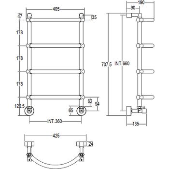 Водяной полотенцесушитель Margaroli Luna 432-4 4323704CRN Хром — фото 3, Водяные полотенцесушители