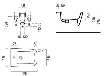 Биде GSI Nubes 9665111 подвесное Белое — фото 2, Биде подвесные