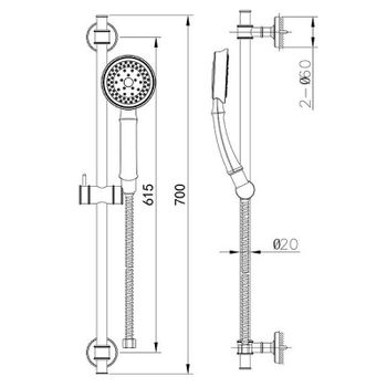 Душевой гарнитур Caprigo Parts 99-569-crm Хром — фото 2, Душевые гарнитуры