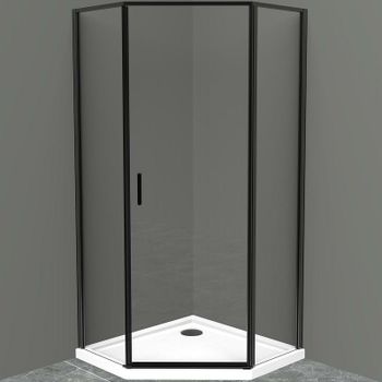 Душевой уголок BelBagno Uno 90х90 UNO-195-P-1-90-C-NERO профиль Черный матовый стекло прозрачное — фото 1, Душевые уголки трапеция