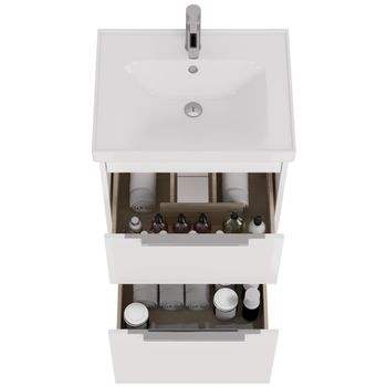 Тумба PRIME, 60 см, подвесная/напольная, 2 ящика, белый глянец — фото 12, Тумбы под раковину