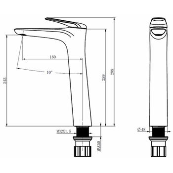 Смеситель для раковины Comforty FC074B-CGT 00-00004533 Графит — фото 4, Смесители для раковины